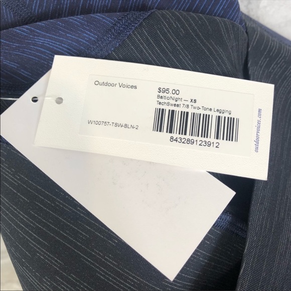 NWOT Outdoor Voices TechSweat 7/8 Two-Tone Leggings Baltic/Night • XS - Picture 7 of 9